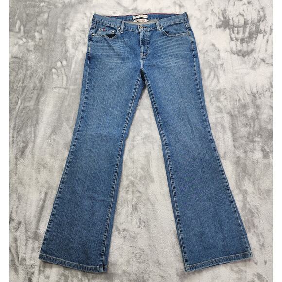 Vintage Y2K Tommy Hilfiger Jeans Womens 12 Blue Low Rise Flare Leg Stretch Denim - Picture 1 of 14